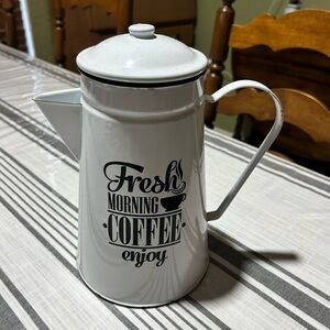 Farmhouse White Enamel Coffee Pot